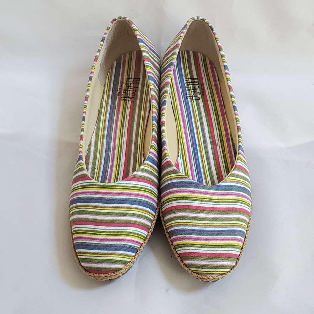 Canvas Striped Ballet Flats Size 10.5 NARROW